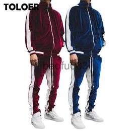 Men's Tracksuits Gold Velvet Tracksuit Men's Set Autumn Winter Sport Suit Male Plus Velvet Thick Hoodies+ Pants Warm Sweatshirt Winter Sportswear J230803