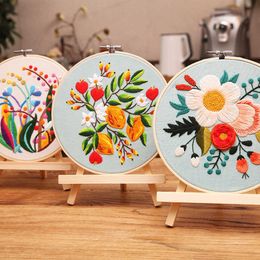 Chinese Style Products Flower Embroidery for Beginner Cross Stitch DIY Starter Needlework Sewing Art Ribbon Painting Pattern Printed Wholesale