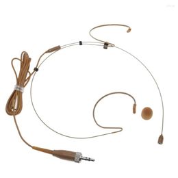 Microphones SL Brown Colour Double Ear Hook Headset Microphone For EW Sk100 G2 G3 G4 G5 BeltPack Wireless Transmitter HeadWorn