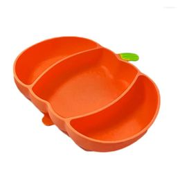 Bowls Children's Pumpkin Shape Plates With 3 Dividers Section Grade Silicone Material Bowel For Home Picnic Camping School
