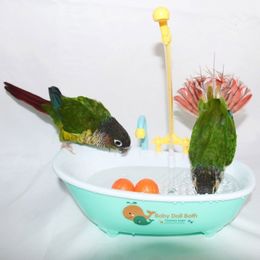 Other Pet Supplies Bath Tub Shower Bowl Parrot Automatic Bathtub with Decor Faucet Swimming Pool Toy Birds Accessories 230802