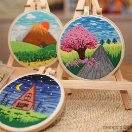 Chinese Style Products Scenery DIY Embroidery Pattern Printed Flower Cross Stitch Hoop Set Needlework Frame Sewing Art Craft Painting Home Decor R230803