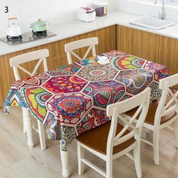 Table Cloth Bohemian Style Wedding Decoration Tablecloth Rectangular Banquet Dining Coffee Colourful Geometric Washable Dustproof