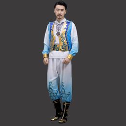 Xinjiang dance costumes for men ethnic dance performance clothes Uighur male long robe party stage wear231N