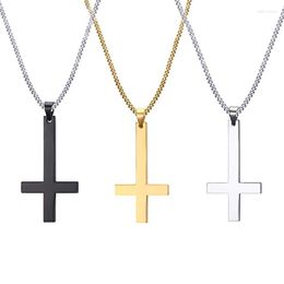 Pendant Necklaces Vintage Stainless Steel Cross Necklace Men's Amulet Anniversary Birthday Party Sweater Chain Religious Jewellery Gift