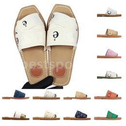 luxury designer slippers for women sandals woody flat mules slides woman canvas square Toe Lace Embroidery Snake Summer Sandal Fashion Beach Shoes outdoor Home L3