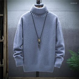 Men's Sweaters Winter Youth High Neck Sweater Trend Middle And School Students Thickened Warm Solid Color Pullover Bottom Knit