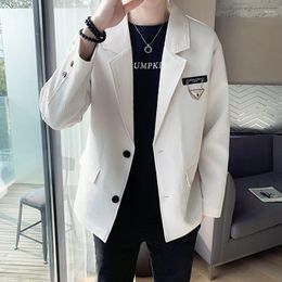 Men's Suits High Quality Black White Waffle Suit Man Spring Autumn Trend Korean Casual Handsome Fashion Solid Colour Coats