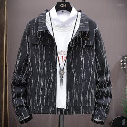 Men's Jackets 2023 Fashion Striped Cargo Jacket Men Breathable Outwear Male Color Streetwear Comfortable Man Sports Clothing Size 5XL