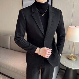 Men's Suits Autumn And Winter Boutique Fashion Woollen Casual Blazer Suit Handsome High Quality Thickened Warm Jacket Wedding Banquet