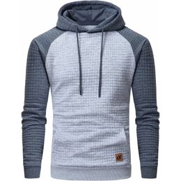 Mens Hoodies Sweatshirts Men Long Sleeve Plaid Jacquard Pullover Drawstring Kanga Pockets Casual Hooded Streetwear Clothing 230803