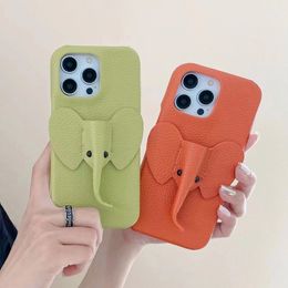 Beautiful Leather Elephant Phone Case iPhone 15 14 13 12 11 Pro Max Hi Quality Purse 18 17 16 15pro 14pro 13pro 12pro 11pro X XS 7 8 Case with Box 0802