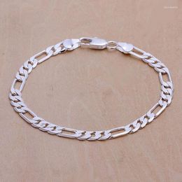 Link Bracelets 925 Wedding Nice Gift Silver Plated 6MM Chain Men Women Jewellery Fashion Beautiful Bracelet