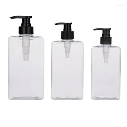 Storage Bottles Lotion Bottle Empty Plastic Clear Square PET 200ml 300ml 500ml Black Pump Refillable Shower Gel Cosmetic Shampoo 13Pcs