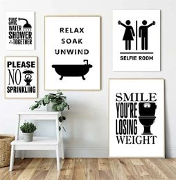 Toilet Rules Canvas Painting Wall Art Modern Funny Bathroom Sign Posters Prints Toilet Humour Picture Bathroom Home Decor w06