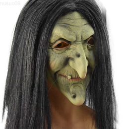 Party Masks Halloween Latex Mask Horror Witch Cosplay Mask Halloween Scary Props Horror Headgear Simulation Old Man Latex Mask for Halloween L230803