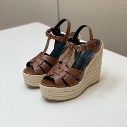 Sandals 2023 Shoes For Woman Plus Size 34-42 Genuine Leather Wedges Peep Toe Super High Heels Designer Platform Zapatillas Mujer