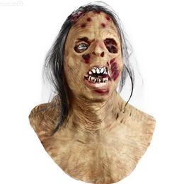 Party Masks Scary Zombie Head Mask Latex Creepy Halloween Costume Props Horror Adult Fancy Dress Party Decoration L230803