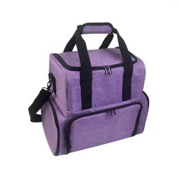 Storage Bags Double Layer Nail Polish Bag Manicure Tools Sections Purple Portable Carrying Case Cosmetic