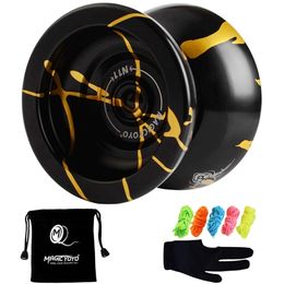 Yoyo Magicyoyo N11 Alloy Aluminium Professional Yoyo Unresponsive Yoyo Ball Black Golden Bag Glove 5 Strings 230802