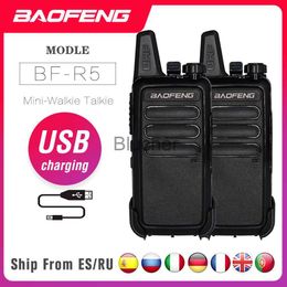 Walkie Talkie 2PCS Baofeng BFR5 Walkie Talkie 5W BF R5 USB Charging Two Way radio Portable CB Radio UHF 400470MHz FM Transmitter Transceiver x0802