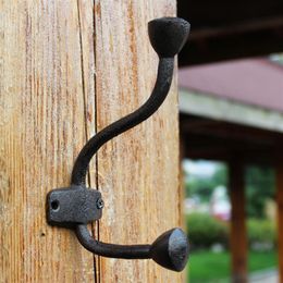 10 Pcs Vintage Coat Rack Cast Iron Hook Brown Hat Wall Hooks School Farm Tack Hall Closet Set Lead Collar Keys Hanger Holder Brown227P