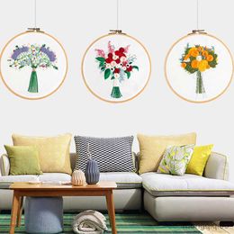 Chinese Style Products Floral Bouquet Embroidery DIY Handcraft Cross Stitch Set Materials Package Embroidery Hoop Sewing Supplies Decor R230803