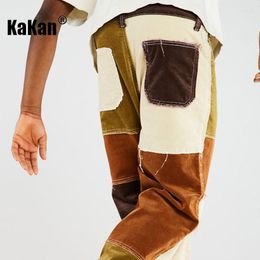 Men's Jeans Kakan - European And American Contrasting Washed For Men Street Trend Three Color Patchwork Long K53-3