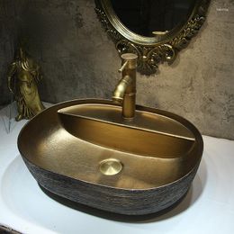 Bathroom Sink Faucets El Faucet Hole Table Basin Ceramic Golden Thai Wash Household Hands