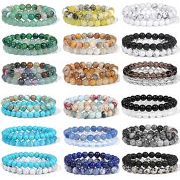 Strand 2pcs/set Couple Distance Bracelet Natural Stone Agates Turquoises Beads Bracelets For Women Men Friend Yoga Healing Jewelry Gift