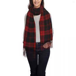 Scarves Womens Scarf Winter Black And Red Tartan Plaid Scottish Pattern Thin Warm Cape Wraps Female Bandana Pashmina Long Tassel