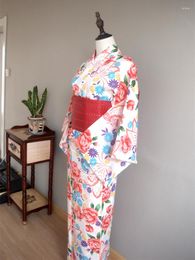 Ethnic Clothing Women's Japanese Traditional Kimono With Obi Floral Prints Festival Yukata Cosplay Costume Pography Long Dress