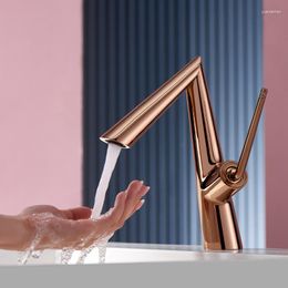 Bathroom Sink Faucets Rose Golden Wash Basin Faucet Special Design And Cold Water Mixer