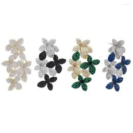 Dangle Earrings 2023 Summer Colourful Micro Pave Cubic Zirconia Luxury CZ Bloom Flower Drop Earring For Women