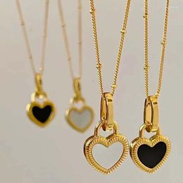 Pendant Necklaces Austyn Vintage Double Sided Heart Necklace For Women Girl Fashion Shaped Shell Clavicle Chain Choker Jewellery Party