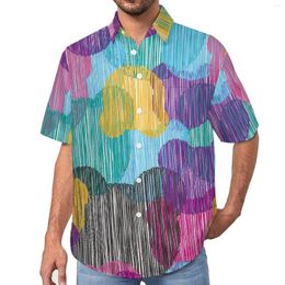 Men's Casual Shirts Colourful Bear Print Vacation Shirt Abstract Animal Hawaii Men Fashion Blouses Short-Sleeve Custom Top 3XL 4XL