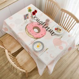 Table Cloth Ice Cream Donut Pattern Kawaii Tablecloth Girl Room Desk Living Dining Home Decoration Washable Dust-proof