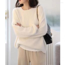 Women's Sweaters Japanese Yuanbao Needle Autumn And Winter Thickened Knitted Wool Undercoat Retro White Oversize Sweater Loose Casual