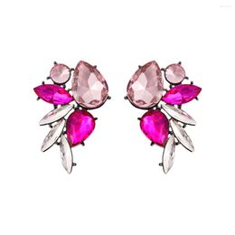 Dangle Earrings Vedawas Crystal Embellished In Light Pink And Fuchsia For Women Contrast Colour Rhinestone Wing Bohemia Jewellery