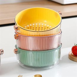 Plates Multi-functional Double-layer Thickened Drainage Basket Double Layer Drain Vegetable Draining