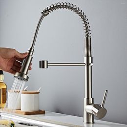 Kitchen Faucets 360° Rotatable Spring Faucet And Cold Water Dual Mode Pull-down Sink