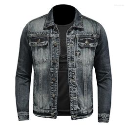 Men's Jackets High Quality Denim Jacket Men Vintage Washed Stylish Lapel Spring Autumn