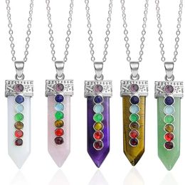 7 Chakra Amethyst Pendant Necklace Handmade Reiki Healing Crystal Amulet Stone Jewellery for Women Men