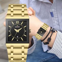 Luxury 2023 Fashion Swiss watches Men's Quartz Square Waterproof Ultra-thin Business trend Men's Electronic Watch Square dial Sha Kim Pin