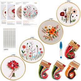 Chinese Style Products Chinese Embroidery Starter Embroidery Tool Set Circle Flower Cross Stitch Needlework Fine Art Painting Wall Home Decor