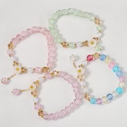 Strand 1 Piece Cute Popcorn Beads Glass Bracelet Friendship Flower Bracelets For Girl Jewellery Accessories Elastic Wholesale