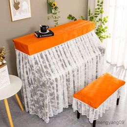 Dust Cover New Half Full Piano Cover with Stool Cover Style Romantic European Lace Dust-Proof Piano Covers Piano Furniture Protective Cover R230803