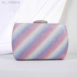 Evening Bags Totes Bag 2023 New Dinner Bag Korean Fashion Gradient Rainbow Printing Hand Women s Small Messenger rhinestones bags handbags 230208 Z230803