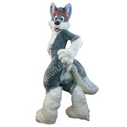 Husky Dog Grey Mascot Costume Cartoon Character Outfit Suit Halloween Party Outdoor Carnival Festival Fancy Dress for Men Women