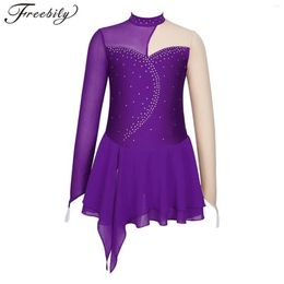 Stage Wear Rhinestone Figure Ice Skating Dress Kids Girls Artistic Gymnastics Ballet Leotard Ballroom Dance Competition Performanc257Z